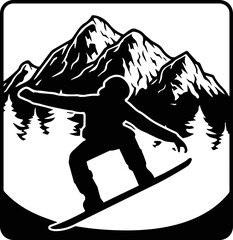 Snowboarding on mountain Vector