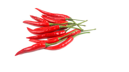 Isolated red ripe chili on white background soft and selective focus