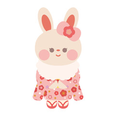 手を前に揃えて立っている着物を着たうさぎさん