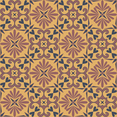 Ornate trendy design ceramic tiles arabic style decorative wall decoration, vector illustration