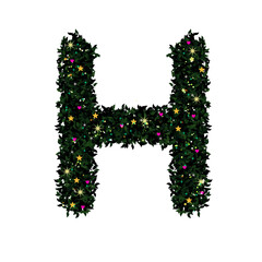 floral alphabet letter h in Christmas theme  