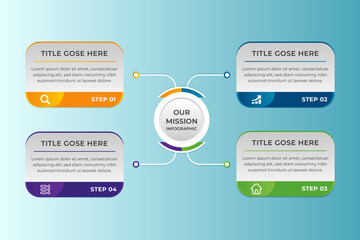 Naklejka premium Creative infographic concept vector template illustration. Business infographic with 4 steps concept.
