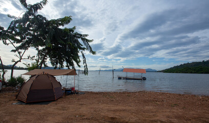 Camping in Si Yat Reservoir, Tha Takiap District, Chachoengsao Province, Thailand