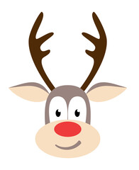 Deer head avatar Christmas cartoon character, PNG isolated on transparent background