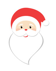 Santa Claus head with beard and red hat, PNG isolated on transparent background