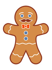 Ginger bread man cookie character, PNG isolated on transparent background