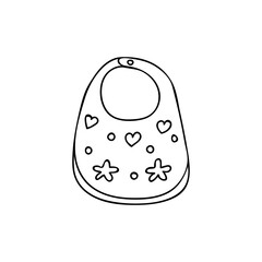 Baby apron doodle icon in vector. Baby bib doodle icon in vector. Baby apron hand drawn  icon in vector. Baby apron doodle illustration