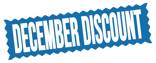 DECEMBER DISCOUNT text written on blue stamp sign.