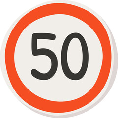 Limited speed flat icon Road sign Information for cars