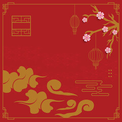 Chinese flat design template square background