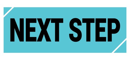 NEXT STEP text on blue-black grungy stamp sign.