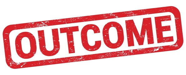OUTCOME text written on red rectangle stamp.