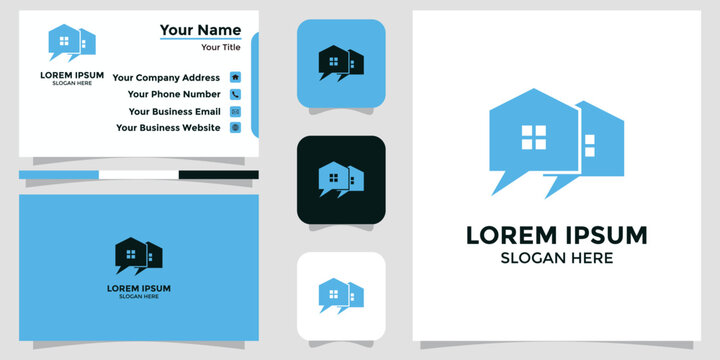 home chat logo design and branding card