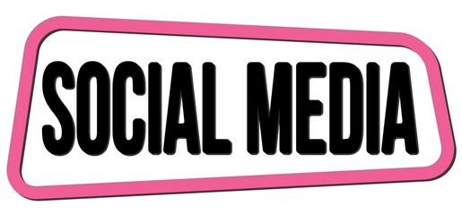 SOCIAL MEDIA text on pink-black trapeze stamp sign.