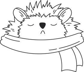 Cute hedgehog flat icon Winter forest animal postcard element