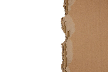 Textured cardboard with torn edges isolated on white