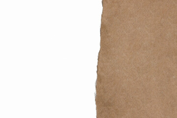 Textured cardboard with torn edges isolated on white