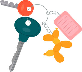 Balloon dog accessories for key flat icon