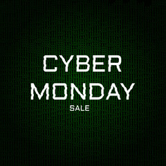 Cyber monday sale event background in matrix design. Cyber Monday sale banner template for business promotion vector illustration