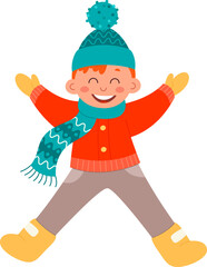 Happy boy flat icon Christmas holiday Stylish clothes