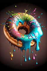 DONUT melting colors. Generative Ai