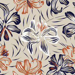 Oriental Floral Seamless Pattern Design Background