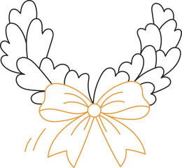 Christmas wreath with bow flat icon Winter postcard element