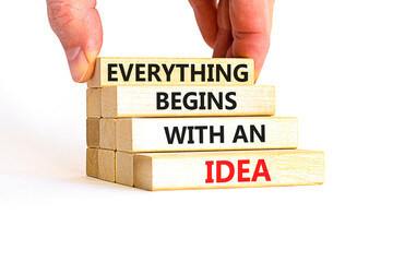 Everything begins with an idea symbol. Concept word Everything begins with an idea on wooden...