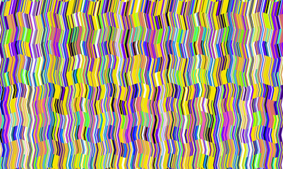 Vertical wave color spectrum with vertical zig-zag shapes in rainbow colors, yellow and green tones, geometric organized pattern formation