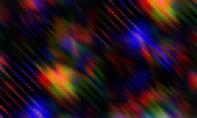 Fast-moving digital colors in blurry stripes, diagonal orientation, with dark colorful shades of green, blue, gold, and purple. Movement, speedy color gradient, abstract background artwork wallpaper.