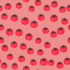 Seamless pattern with tomato. Organic vegetable wallpaper.