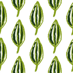 Freehand tropical palm leaves seamless pattern. Hand drawn exotic botanical texture. Sketch jungle leaf seamless wallpaper.