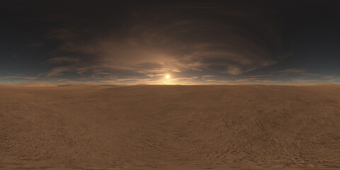 Fototapeta na wymiar sunset in the desert 360 HDRI. environment, panorama, 3d rendering 01 