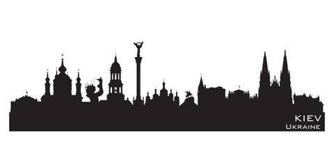 Kiev Ukraine city skyline vector silhouette