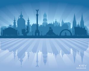 Kiev Ukraine city skyline vector silhouette