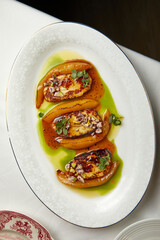 Fried halloumi with pear and honey