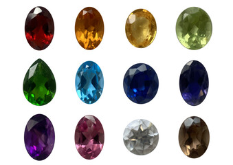 リアルな宝石のセット　12色　ベクター素材