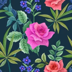 Foto op Plexiglas Elegant colorful seamless pattern with botanical floral design illustration © floralpro