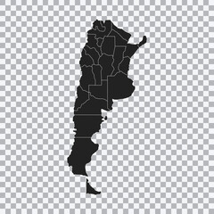 Fototapeta na wymiar Political map of the Argentina isolated on transparent background. High detailed vector illustration.