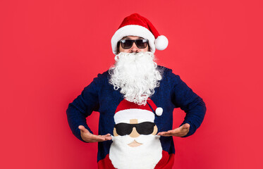 Who was naughty this year. prepare gifts and presents. just have fun. happy bearded man in santa claus hat. new year party. celebrate winter holidays. merry christmas to you. xmas shopping time