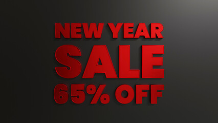 Fototapeta premium Red New Year Sale 65 Percent Off