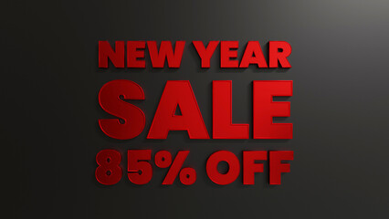 Fototapeta na wymiar Red New Year Sale 85 Percent Off