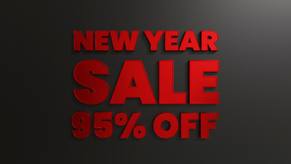 Fototapeta na wymiar Red New Year Sale 95 Percent Off