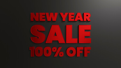 Red New Year Sale 100 Percent Off