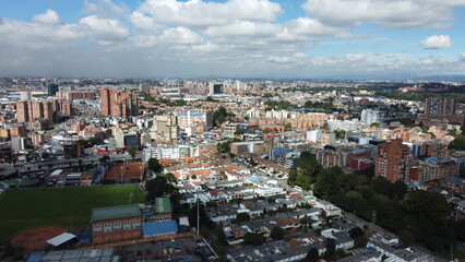 panoramic view of bogota with its streets and transportation