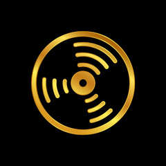 gold compact disc vector icon
