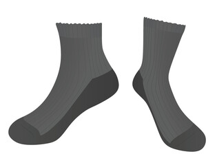 Grey sport socks. vector illustration