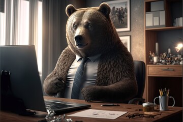 Digital illustration about animal in the office.