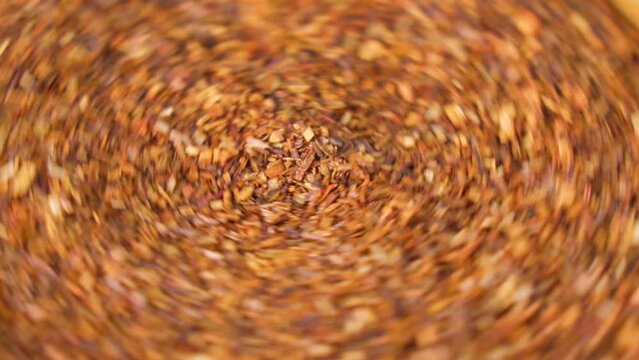 Rooibos close-up, Macro of redbush tea close-up. Leaving South Africa. Selective focus. Rotate