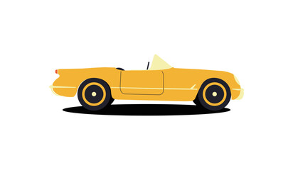 Yellow chevrolet car in retro style on white background. Vintage retro. Vintage vector illustration. - obrazy, fototapety, plakaty